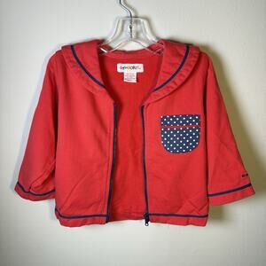 Vintage Gymboree Jacket Toddler Small Red Sailor Nautical Polka Dot Pocket 90s
